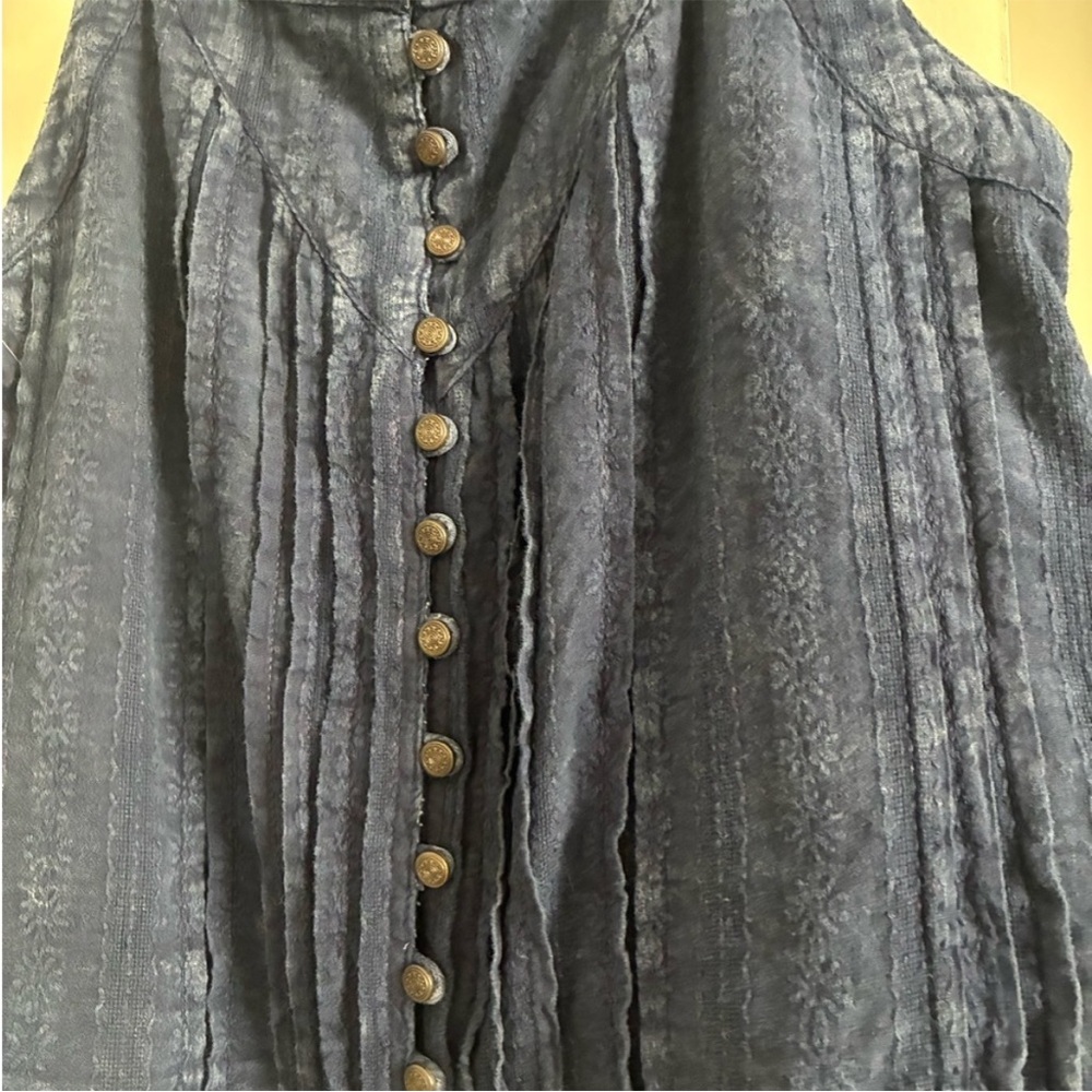 Anthropologie by Anthropologie Navy Button-down Tank - Picture 2 of 3
